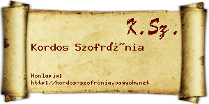 Kordos Szofrónia névjegykártya